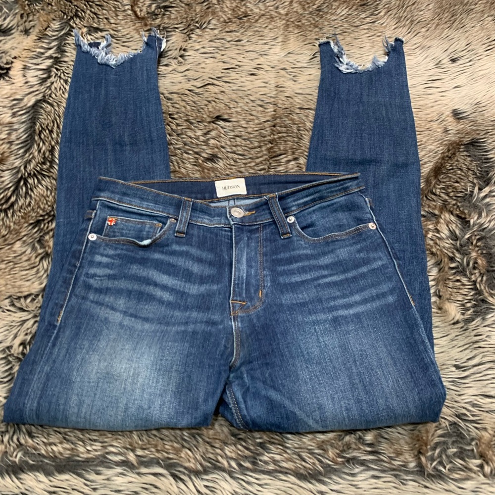 Hudson Blair Super Skinny Jeans Women's Medium Wash Raw Hem Size 26